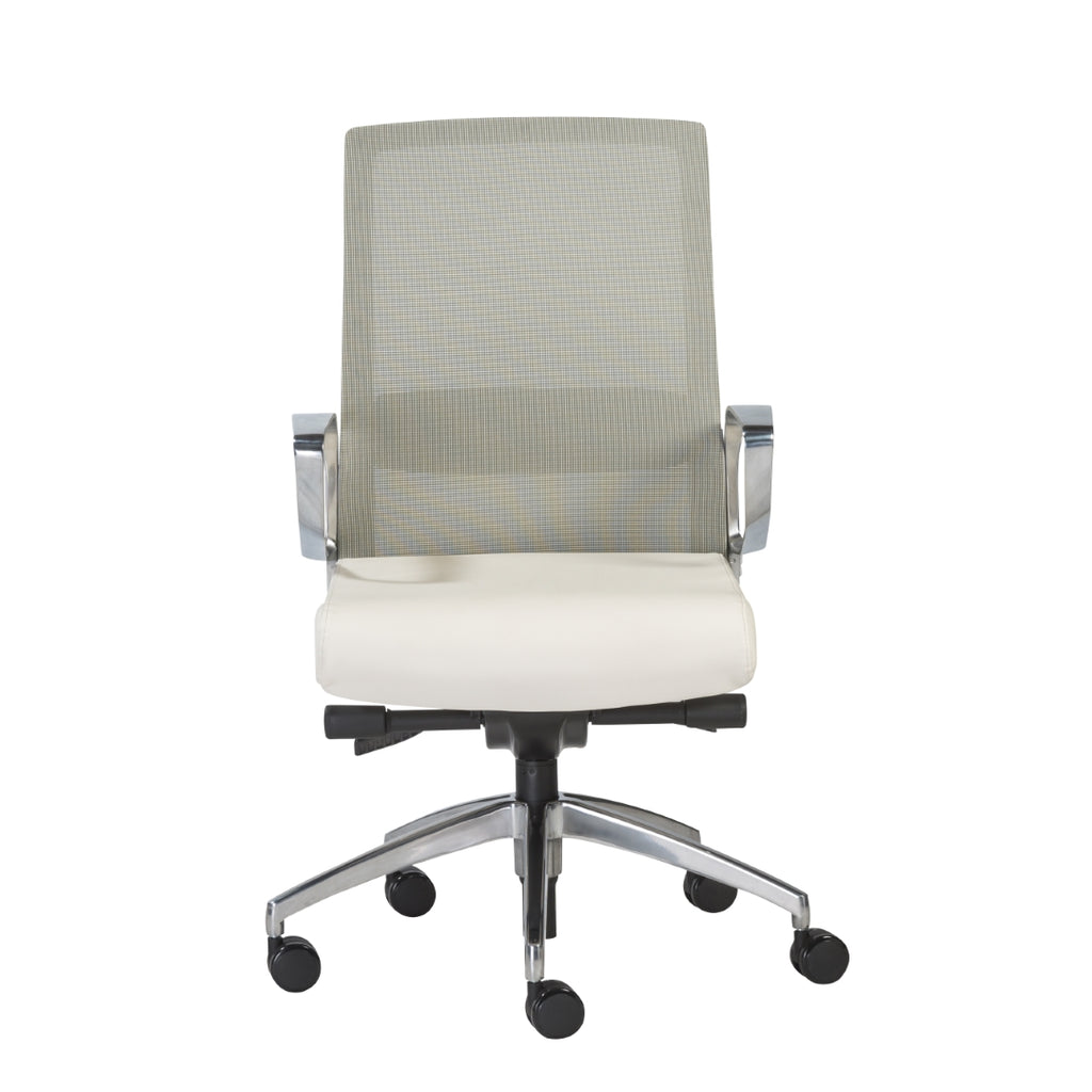 Alpha Office Chair with Light Green Mesh and Polished Aluminum Base