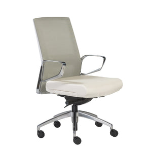 Alpha Office Chair with Light Green Mesh and Polished Aluminum Base