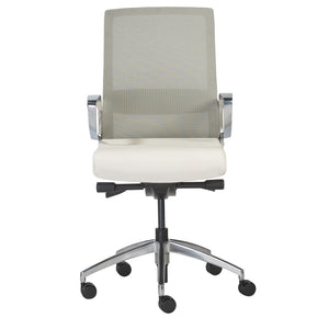 Alpha Office Chair with Light Green Mesh and Polished Aluminum Base