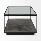 Mercana Roxdale Coffee Table Glass | Acid Wash Metal