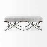 Mercana Ayla Bench Dark Gray Fabric | Nickel Metal