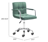 Zuo Modern Kerry 100% Polyester, Plywood, Steel Modern Office Chair Green, Chrome 100% Polyester, Plywood, Steel