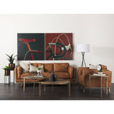 Mercana Brooks Sofa Brown Faux Leather | Brown Wood