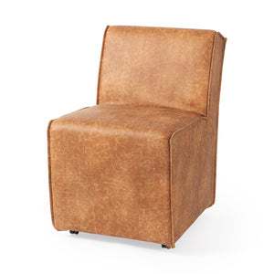 Mercana Damon Dining Chair Brown Faux Leather