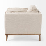 Mercana Brooks Upholstered Chair Cream Fabric | Brown Wood