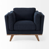 Mercana Brooks Upholstered Chair Blue Fabric | Brown Wood