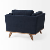 Mercana Brooks Upholstered Chair Blue Fabric | Brown Wood