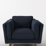 Mercana Brooks Upholstered Chair Blue Fabric | Brown Wood