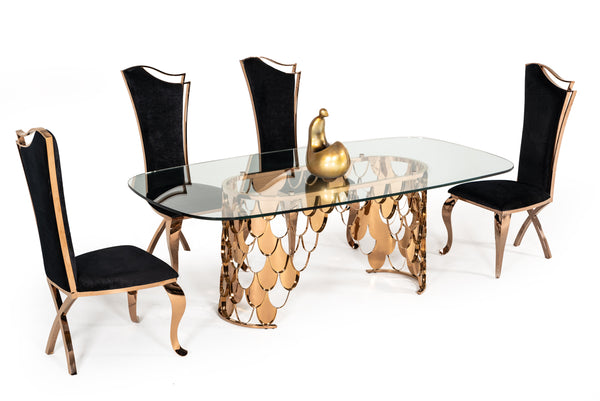 VIG Furniture Modrest Javier Modern Glass & Rosegold Dining Table VGVCT088L