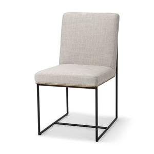 Mercana Stamford Dining Chair Beige Fabric| Black Metal | Armless