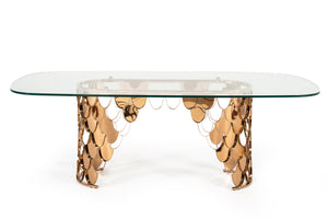 VIG Furniture Modrest Javier Modern Glass & Rosegold Dining Table VGVCT088L