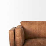 Mercana Brooks Sofa Brown Faux Leather | Brown Wood