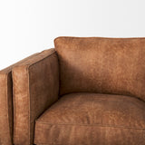 Mercana Brooks Sofa Brown Faux Leather | Brown Wood