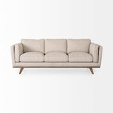 Mercana Brooks Sofa Cream Fabric | Brown Wood