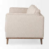 Mercana Brooks Sofa Cream Fabric | Brown Wood