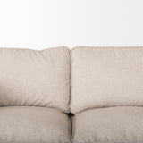 Mercana Brooks Sofa Cream Fabric | Brown Wood