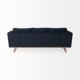 Mercana Brooks Sofa Blue Fabric | Brown Wood