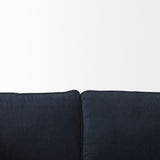 Mercana Brooks Sofa Blue Fabric | Brown Wood