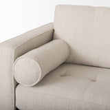 Mercana Loretta Sofa Cream Fabric | Brown Wood