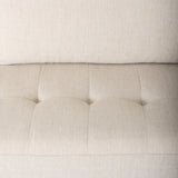 Mercana Loretta Sofa Cream Fabric | Brown Wood