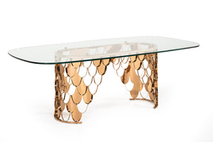 VIG Furniture Modrest Javier Modern Glass & Rosegold Dining Table VGVCT088L