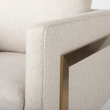 Mercana Rupert Accent Chair Cream Poly-Linen | Gold Stainless Steel