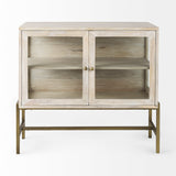 Mercana Arelius Accent Cabinet White Wood | Gold Metal