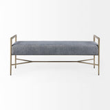 Mercana Charlotte Bench Blue/Gray Fabric | Gold Metal