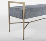 Mercana Charlotte Bench Blue/Gray Fabric | Gold Metal