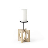 Mercana Cambie Candle Holder Brown Wood | Black Metal | 10H