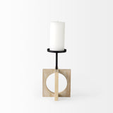 Mercana Cambie Candle Holder Brown Wood | Black Metal | 10H