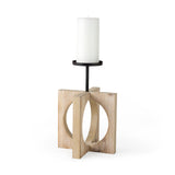 Mercana Cambie Candle Holder Brown Wood | Black Metal | 12H