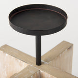 Mercana Cambie Candle Holder Brown Wood | Black Metal | 12H