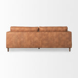 Mercana Loretta Sofa Brown Faux Leather | Brown Wood