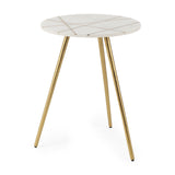 Mercana Vivienne Accent Table Series White Marble | Gold Metal | 23.0H