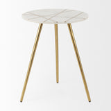 Mercana Vivienne Accent Table Series White Marble | Gold Metal | 23.0H