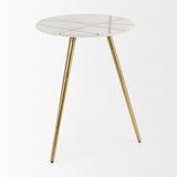 Mercana Vivienne Accent Table Series White Marble | Gold Metal | 23.0H