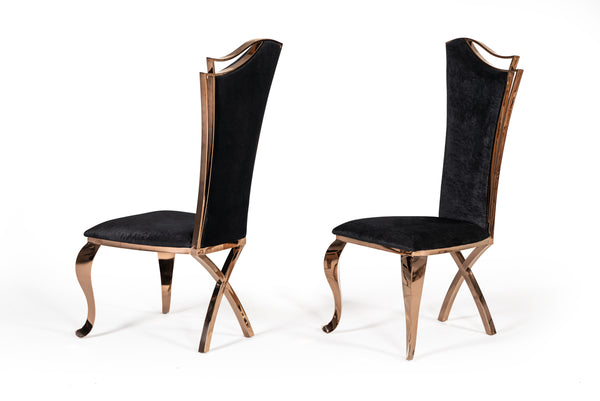 VIG Furniture Modrest Bonnie Transitional Black Velvet & Rosegold Dining Chair (Set of 2) VGZAY906-BLK