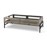 Mercana Arelius Coffee Table | Rectangular Gray Wood | Black Metal | Rectangular