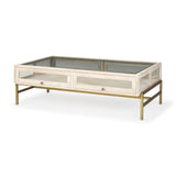 Mercana Arelius Coffee Table | Rectangular White Wood | Gold Metal | Rectangular