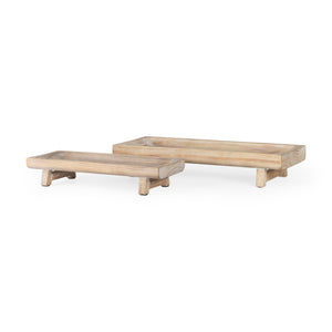 Mercana Carver Trays White-washed Wood | Rectangular