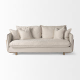 Mercana Roy Sofa Beige Fabric | Brown Wood