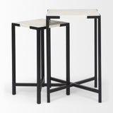 Mercana Lucas Accent Table White Marble | Black Iron