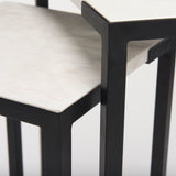 Mercana Lucas Accent Table White Marble | Black Iron