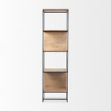 Mercana Morris 4-Tier Shelving Unit Brown Wood | Black Metal