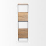 Mercana Morris 4-Tier Shelving Unit Brown Wood | Black Metal