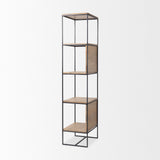 Mercana Morris 4-Tier Shelving Unit Brown Wood | Black Metal