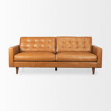 Mercana Olaf Sofa Tan Leather | Brown Wood