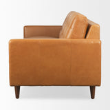 Mercana Olaf Sofa Tan Leather | Brown Wood