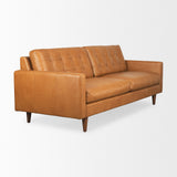 Mercana Olaf Sofa Tan Leather | Brown Wood